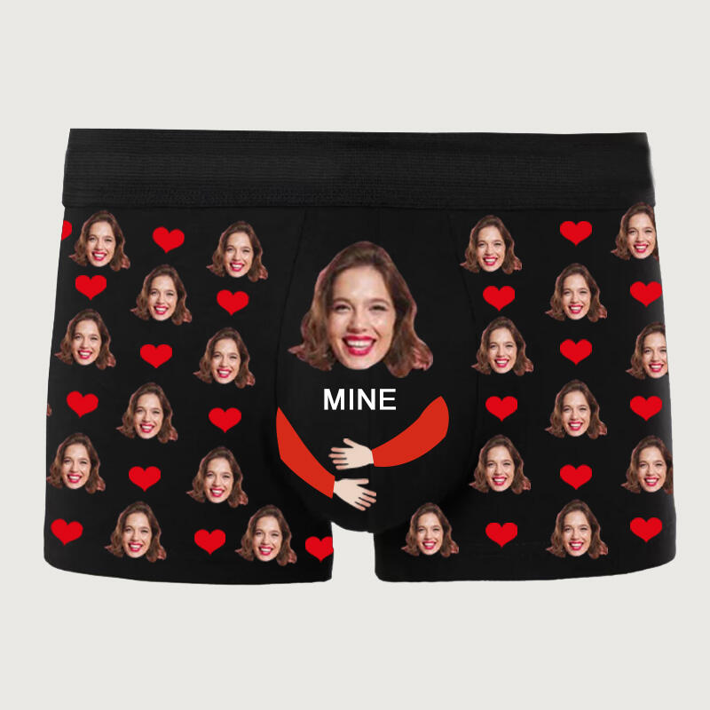 Personalized Picture Men's Underwear Boxer Briefs with Heart Pattern Creative Gift for Husband