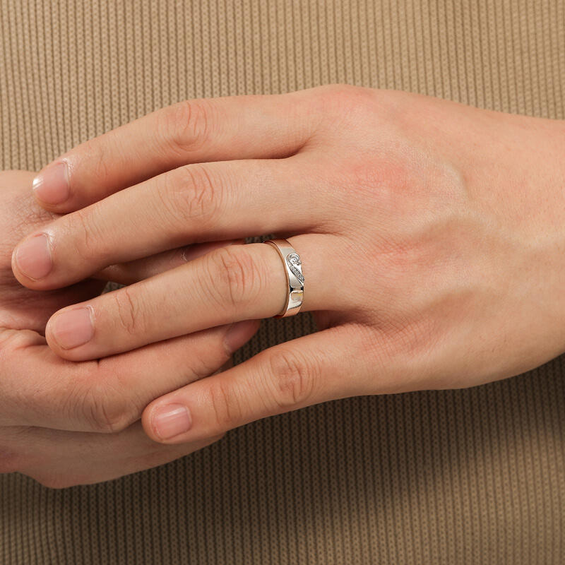 Jeulia Alianza de Boda para Hombre Corazón Simple de Plata de Ley