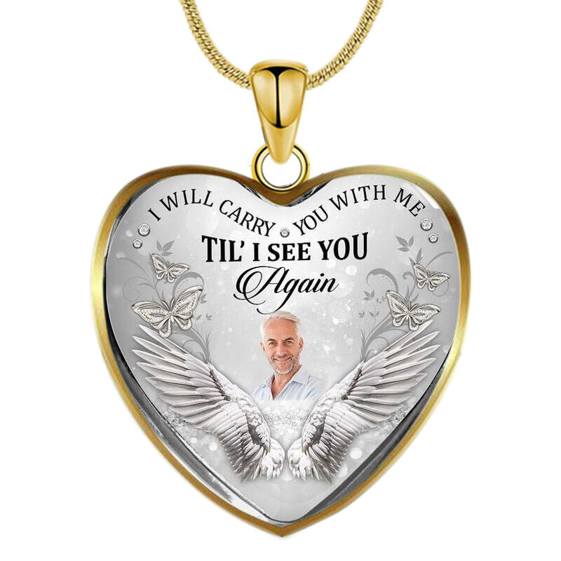 Collier Photo Personnalisé Coeur Pendentif Commémoratif