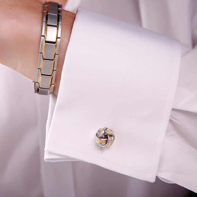 Jeulia Two Tone Twist Design Men's Cufflinks