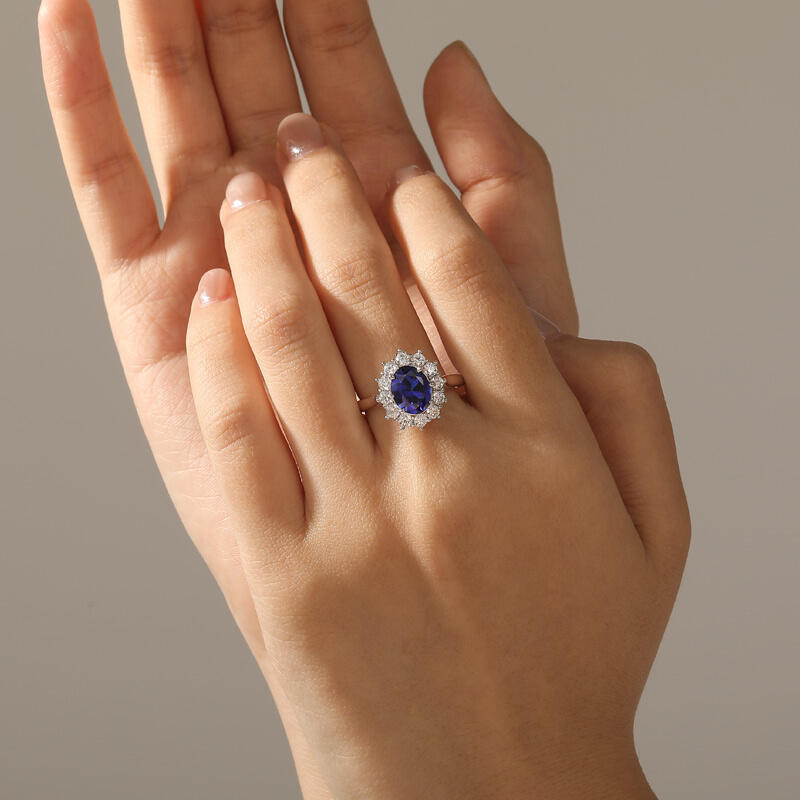 Vintage Halo Oval Sapphire Cocktail Ring