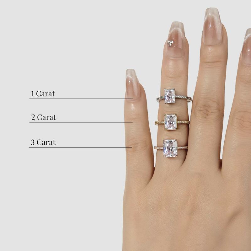 "Swear On Love" 1ct Radiant Cut Side Stone Engagement Ring