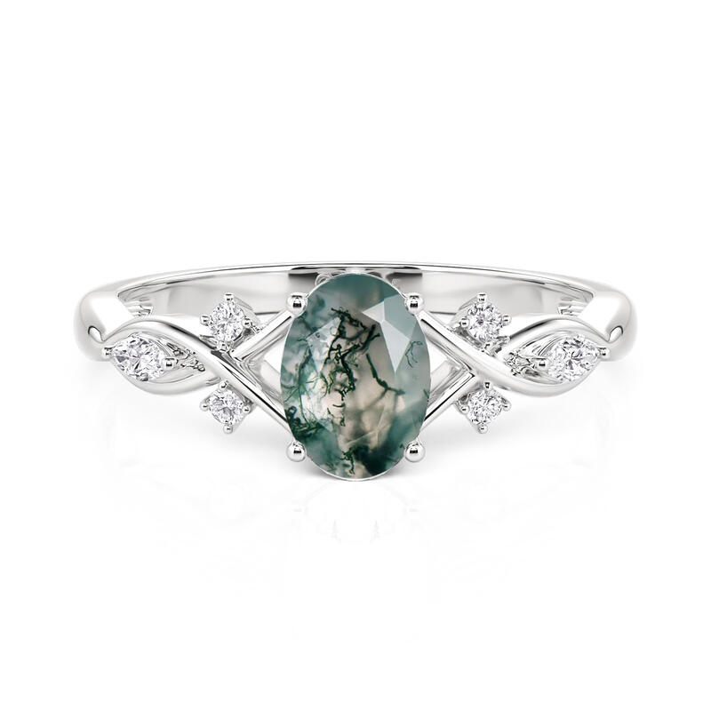 Jeulia Bague de Fiançailles Ovale Infini en Agate Mousse