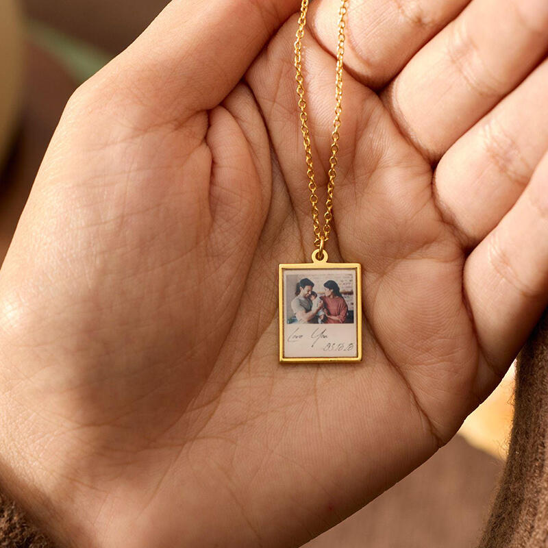 Personligt fotohalsband med anpassningsbar text en present till familjen