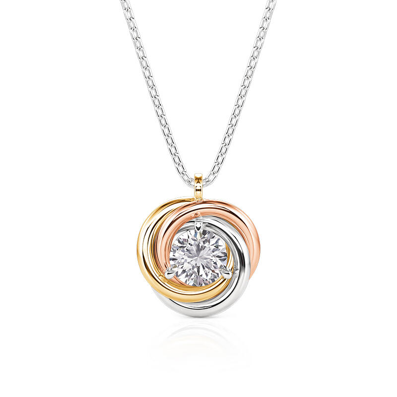 Jeulia Classic Round Cut Trinity Necklace Sterling Silver
