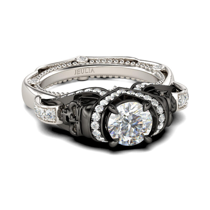 Tvåfärgad rundskuren Milgrain -skalle i sterlingsilver