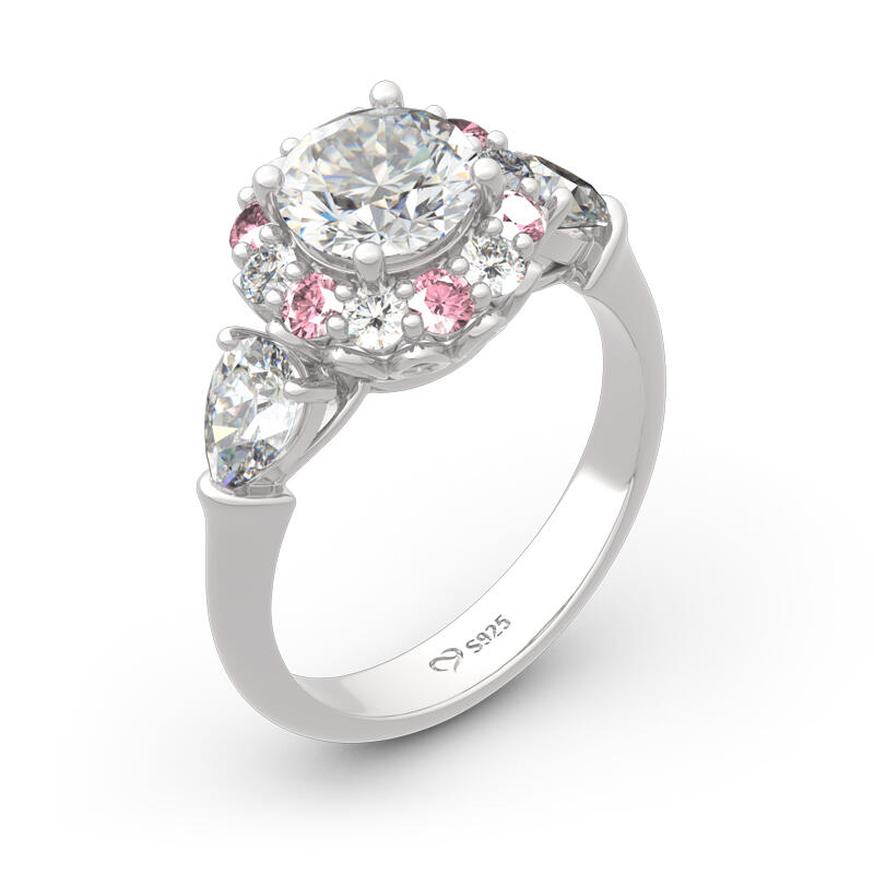 Jeulia Floral Round Cut Sterling Silver Ring