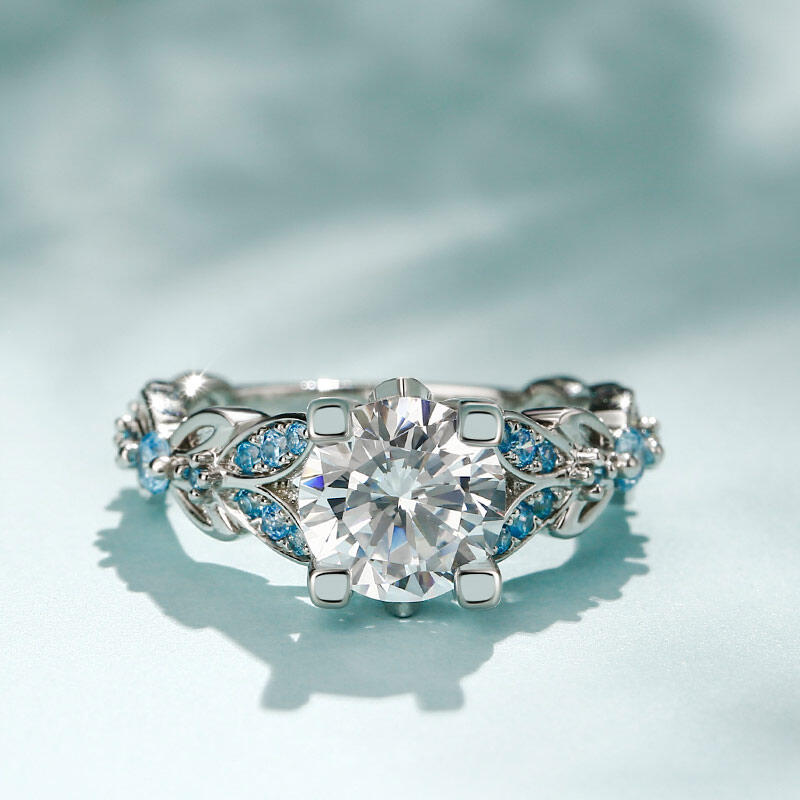 Jeulia Butterfly Round Cut Sterling Silver Ring