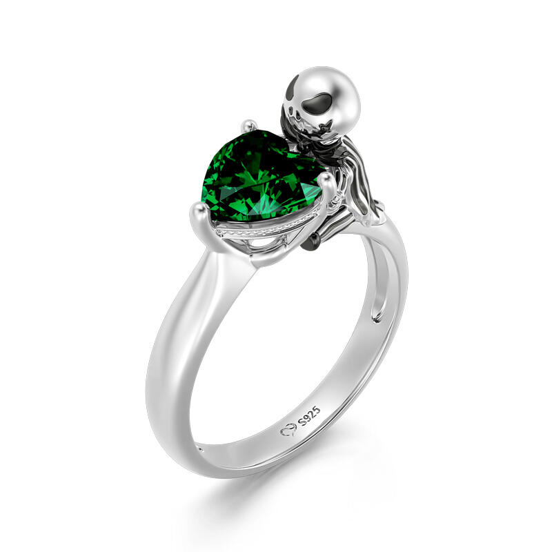 Jeulia Hug Me "Pumpkin King" Skull Design Heart Cut Sterling Silver Ring