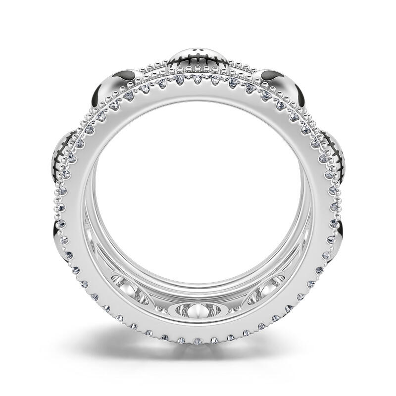 Jeulia Anillo clásico de plata de ley con calaveras para amor