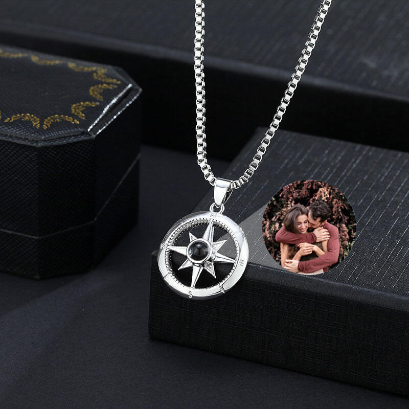 Personalized Octagram Photo Projection Men's Necklace for Boyfriend
