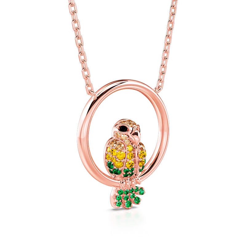 Jeulia "Gaudy Bird" Parrot Sterling Silver Necklace