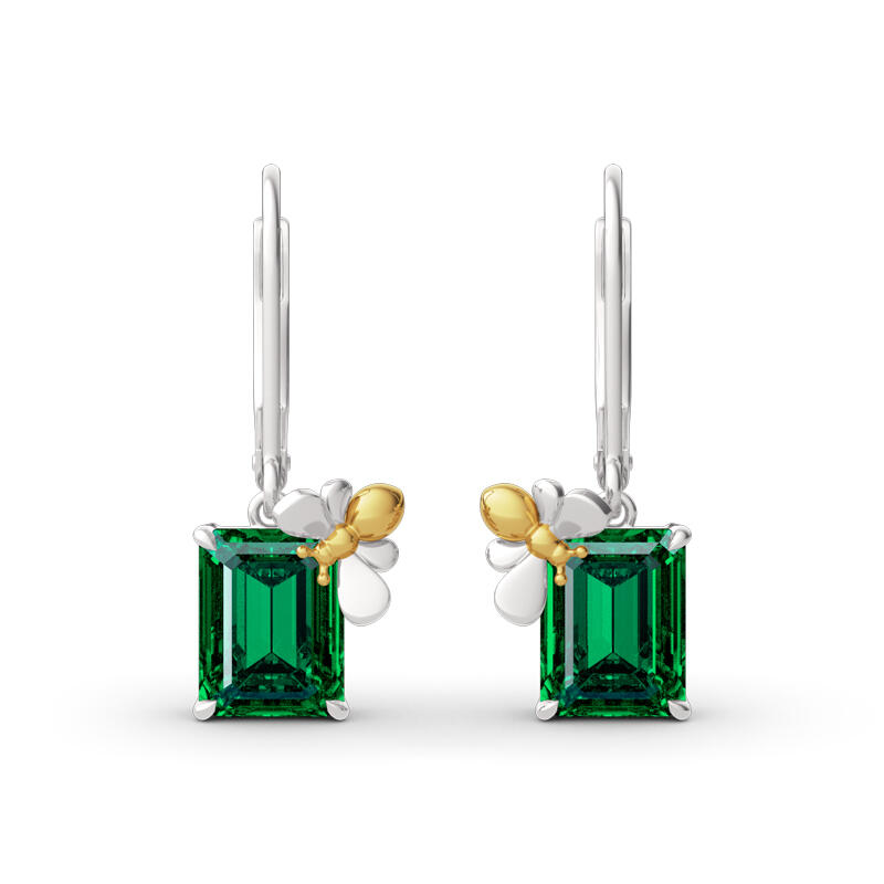 Jeulia "Honey Bee" Emerald Cut Sterling Silver Earrings