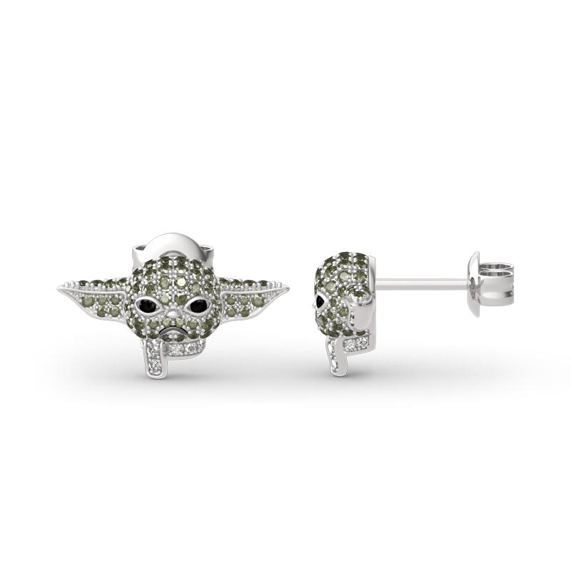 Jeulia "Bebé Yoda" Aretes de plata esterlina
