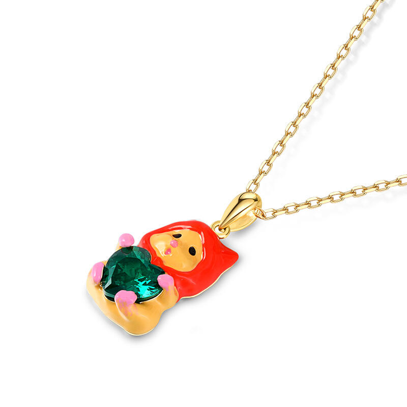 Jeulia Hug Me "Naughty" Hamster Enamel Sterling Silver Necklace