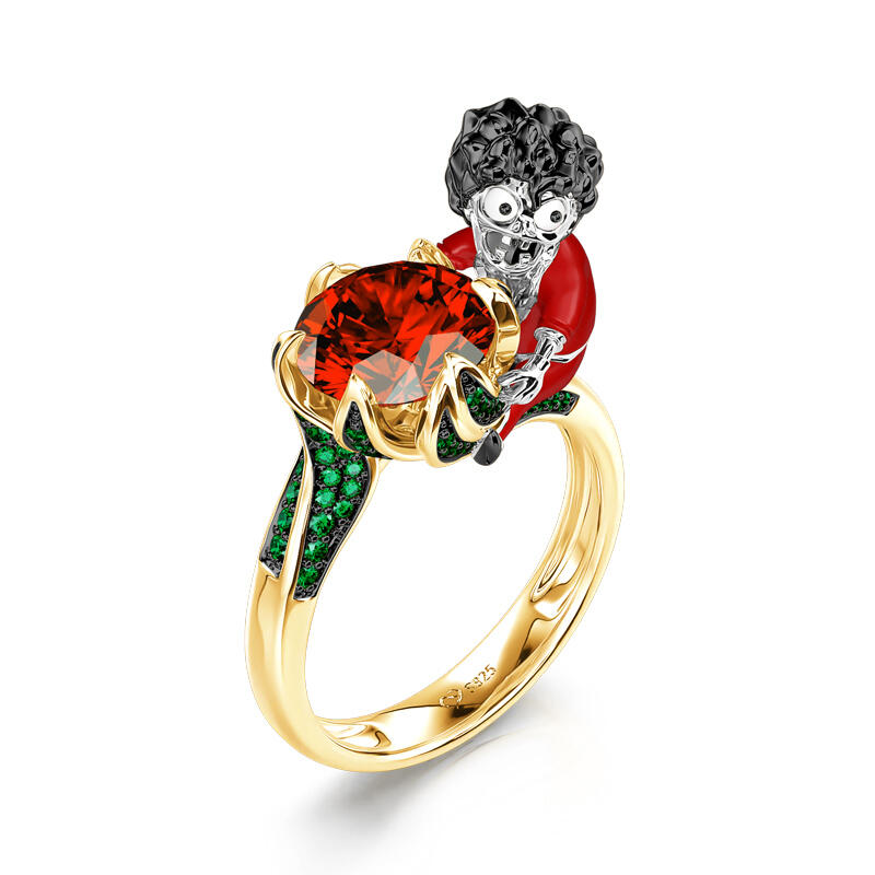 Jeulia Hug Me "Mr. Zombie" Round Cut Sterling Silver Ring