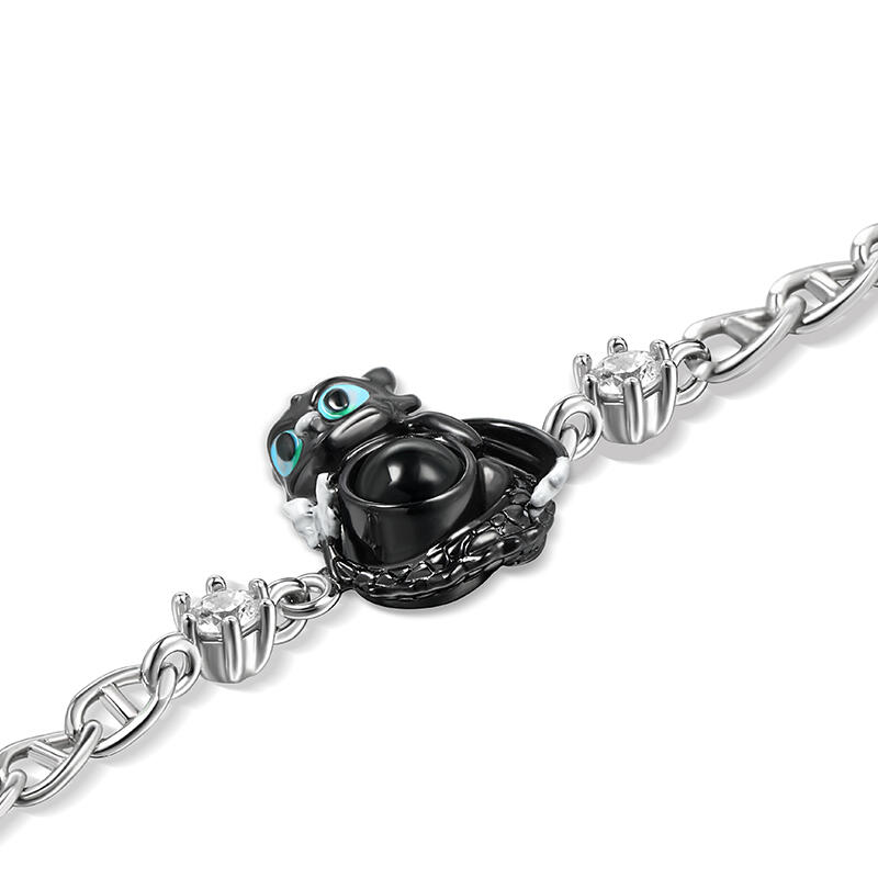 Jeulia "Your Dragon" Personalized Photo Projection Sterling Silver Bracelet