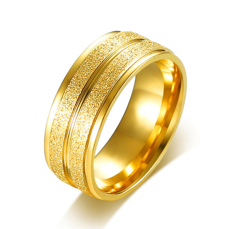 Jeulia Anillo para Hombre de Acero Inoxidable en Tono Dorado Amarillo con Superficie Mate
