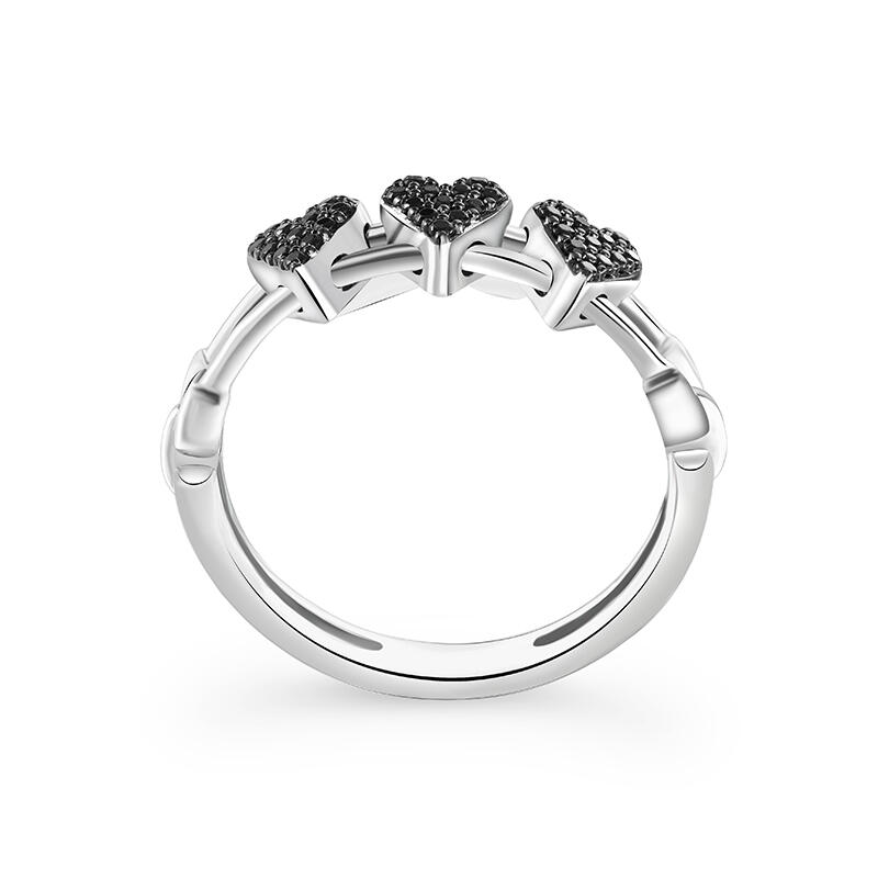 Jeulia Anillo con Dije Móvil de Corazón Negro en Plata Esterlina