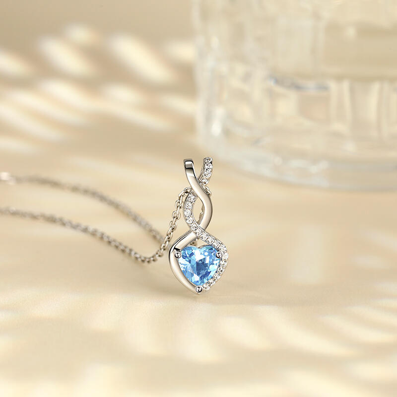 Jeulia Twist Heart Cut Sterling Silver Personalized Necklace