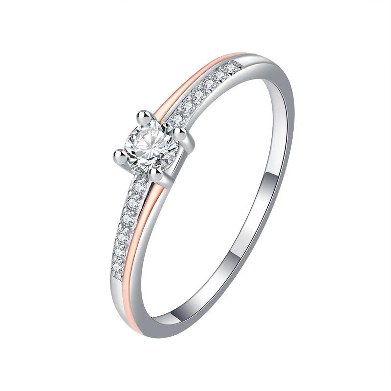 Jeulia Anillo de Promesa de Dos Tonos en Plata Esterlina