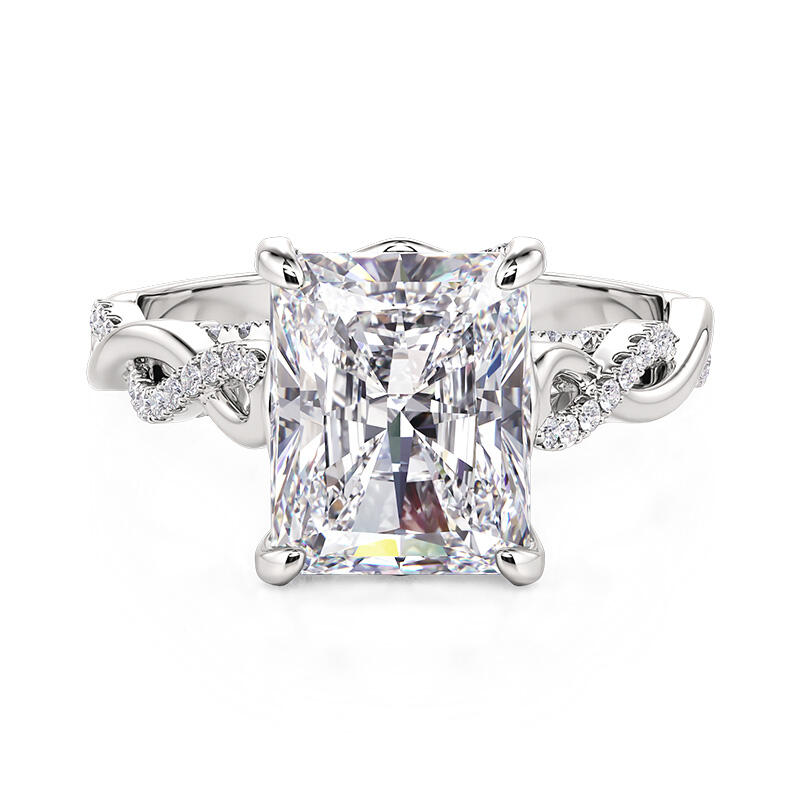 Jeulia Classic Twist Engagement Ring Crushed Ice Cut Sterling Silver