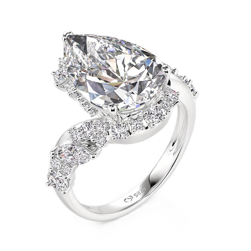 Jeulia Bypass Cluster Pear Shaped Engagement Ring