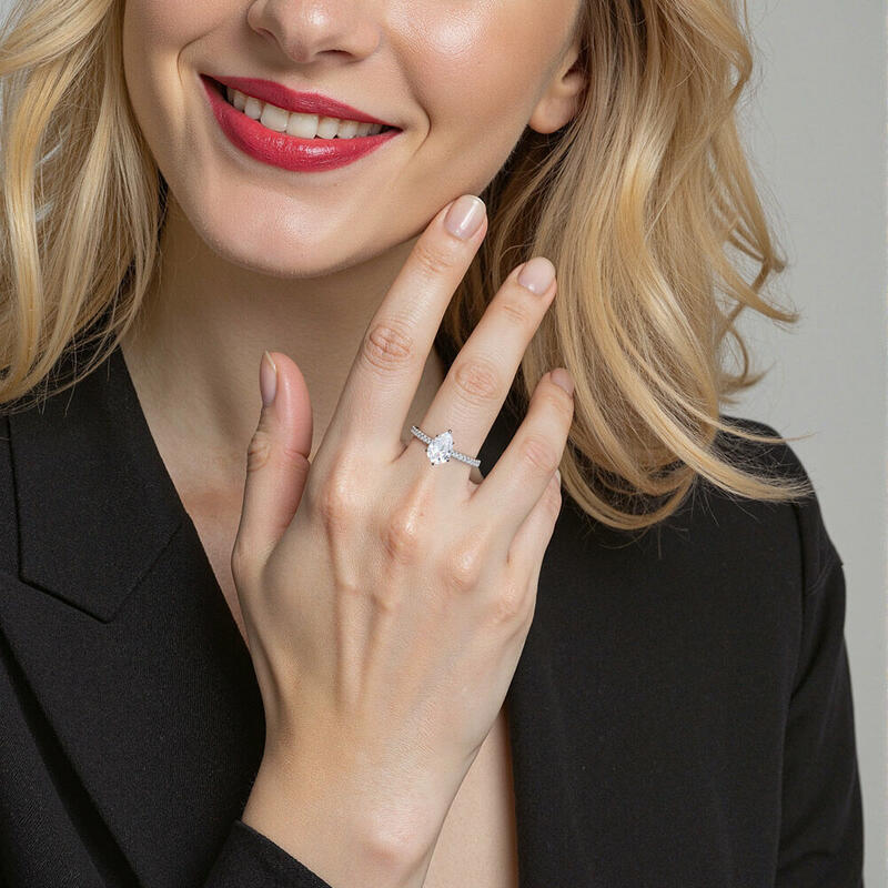 "My Soulmate" 2ct Pear Cut Side Stone Engagement Ring