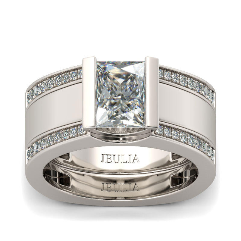 Anillo Apilables De Corte Cuadrado En Plata De Ley