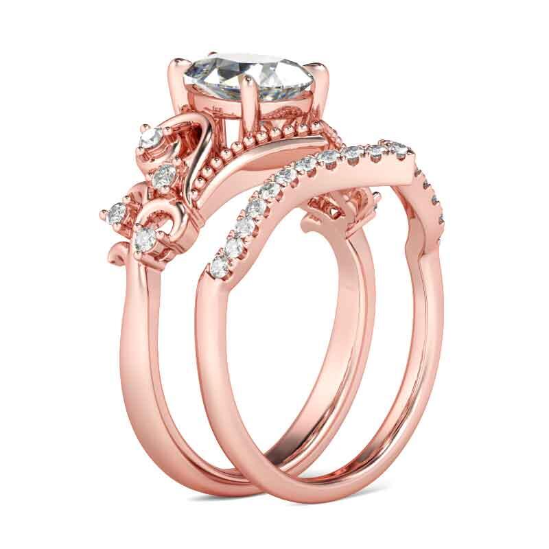 Jeulia Rose Gold Tone Pear Cut Sterling Silver Ring Set