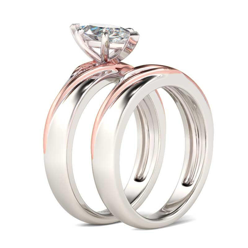 Jeulia Anillos De Plata Esterlina Diagonal Marquesa Set De Con Piedra