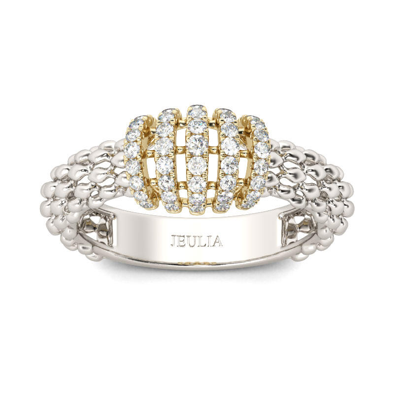 Jeulia Two Tone Sterling Silver Women's Band