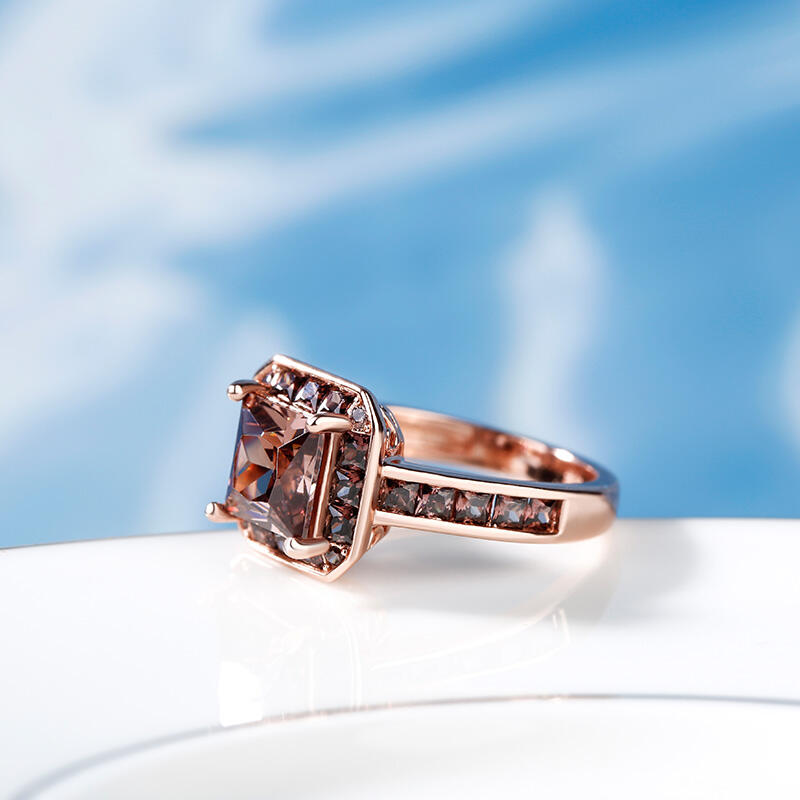 Jeulia Halo Princess Cut Sterling Silver Ring