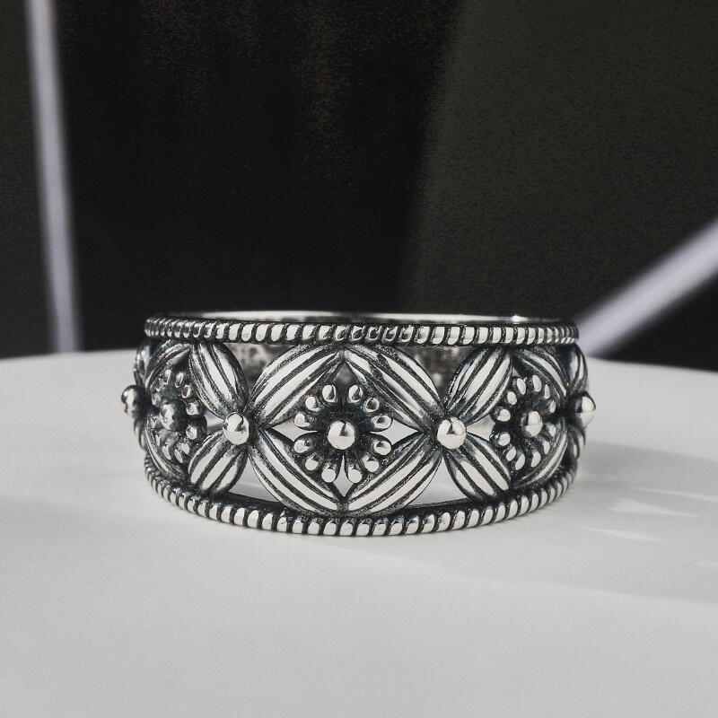 Jeulia Anillo de mujer con flores en flor en plata de ley para compromiso