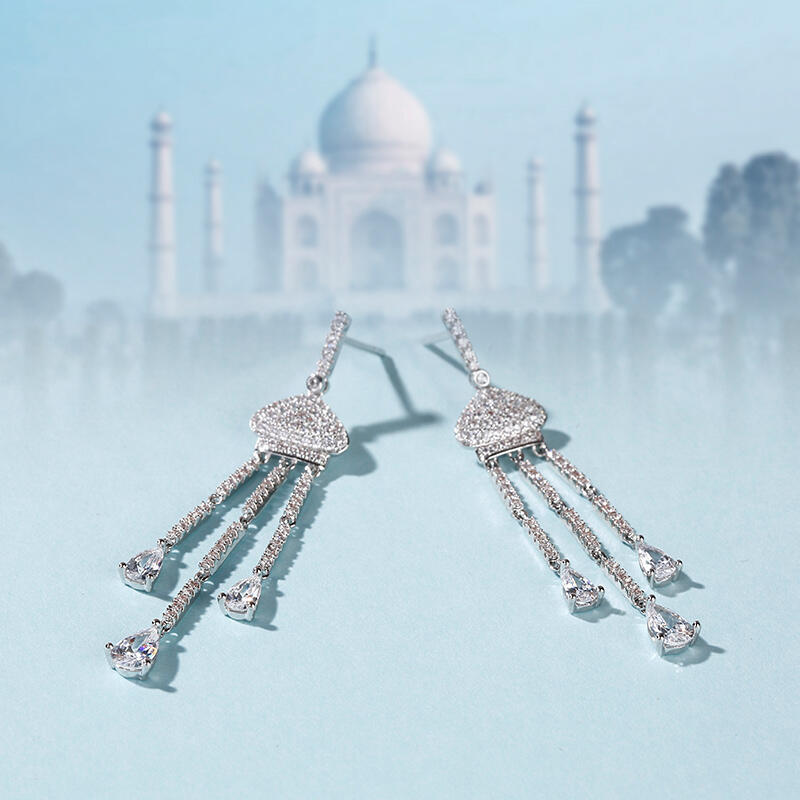 Jeulia Taj Mahal Inspired Sterling Silver Dangle Earrings