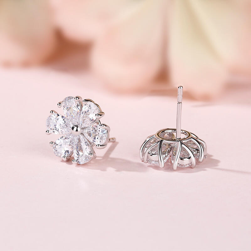 Jeulia Clous d'Oreilles Fleur Elégant en Argent Sterling