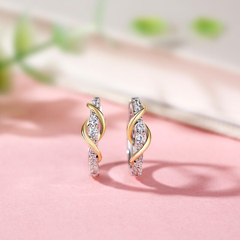 Jeulia Never Apart Sterling Silver Hoop Earrings