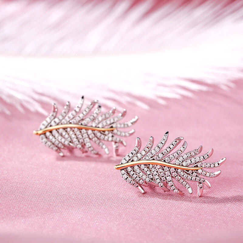 Jeulia "Feathers Appear When Angels Are Near" Sterling Silver Earrings
