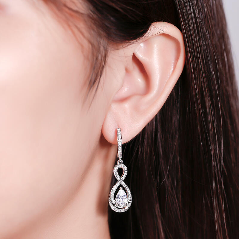 Jeulia Boucles d'Oreilles Pendentif Amour Infini en Argent Sterling Coupe Poire