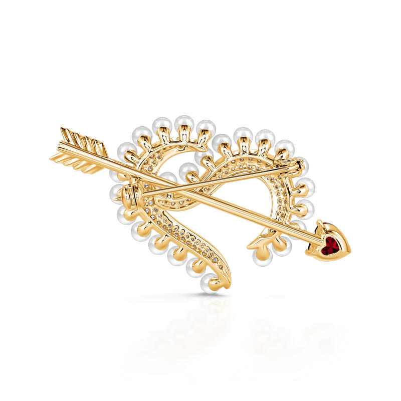 Jeulia Logo "Cupid's Arrow" Heart Shape Sterling Silver Brooch
