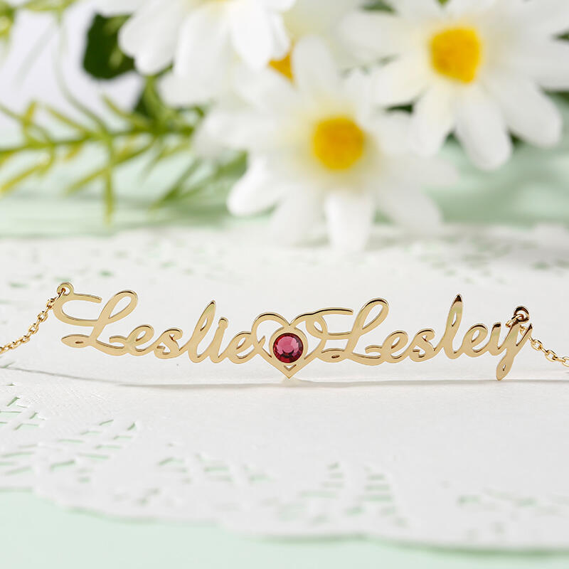 Jeulia "We Are Doomed" Personalized Name Necklace with Birthstone