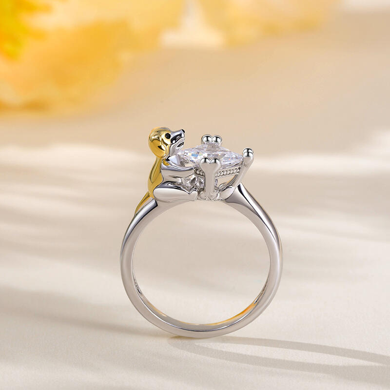 Jeulia Hug Me "Friendly Puppy" Princess Cut Sterling Silver Ring