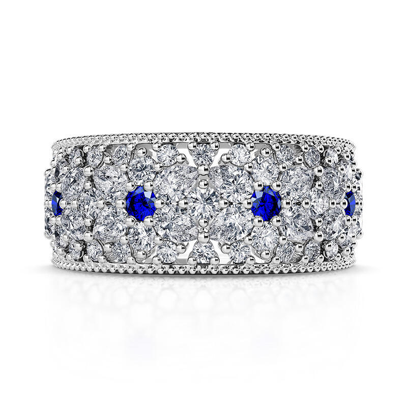 Jeulia Four Petals Flower Sterling Silver Women's Band