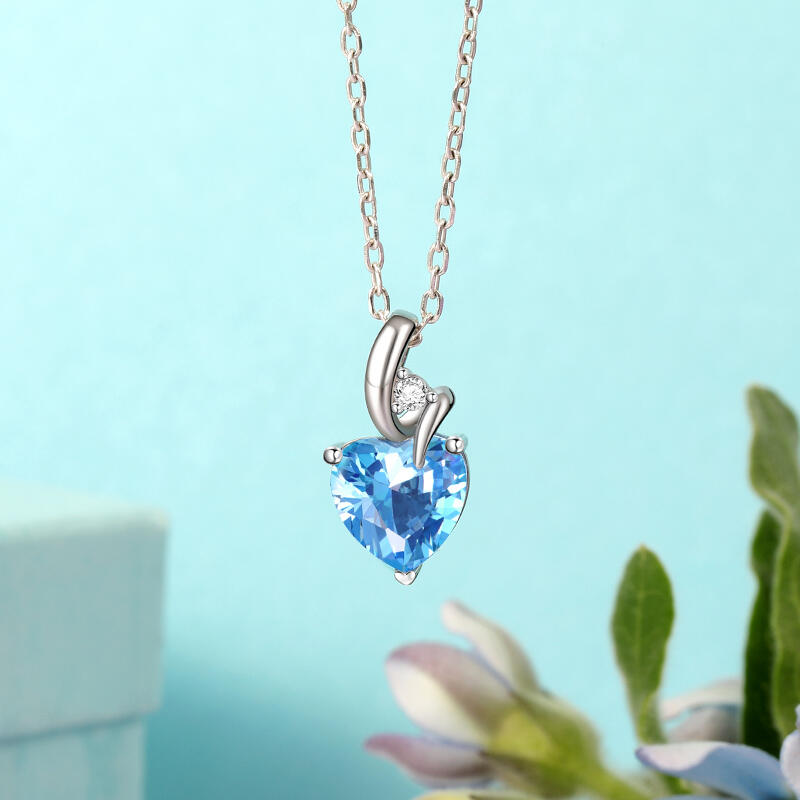 Jeulia Twist Personalized Heart Necklace with Two Birthstones