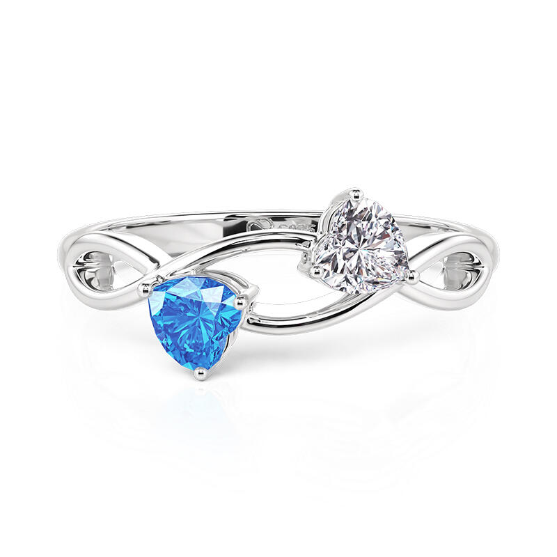 Jeulia Anillo de Infinito Doble Corazón con Piedra de Nacimiento Personalizado