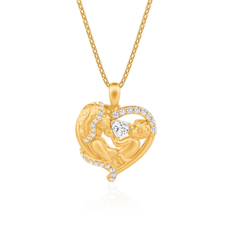 Jeulia Custom Mother and Child Necklace with Heart Birthstone