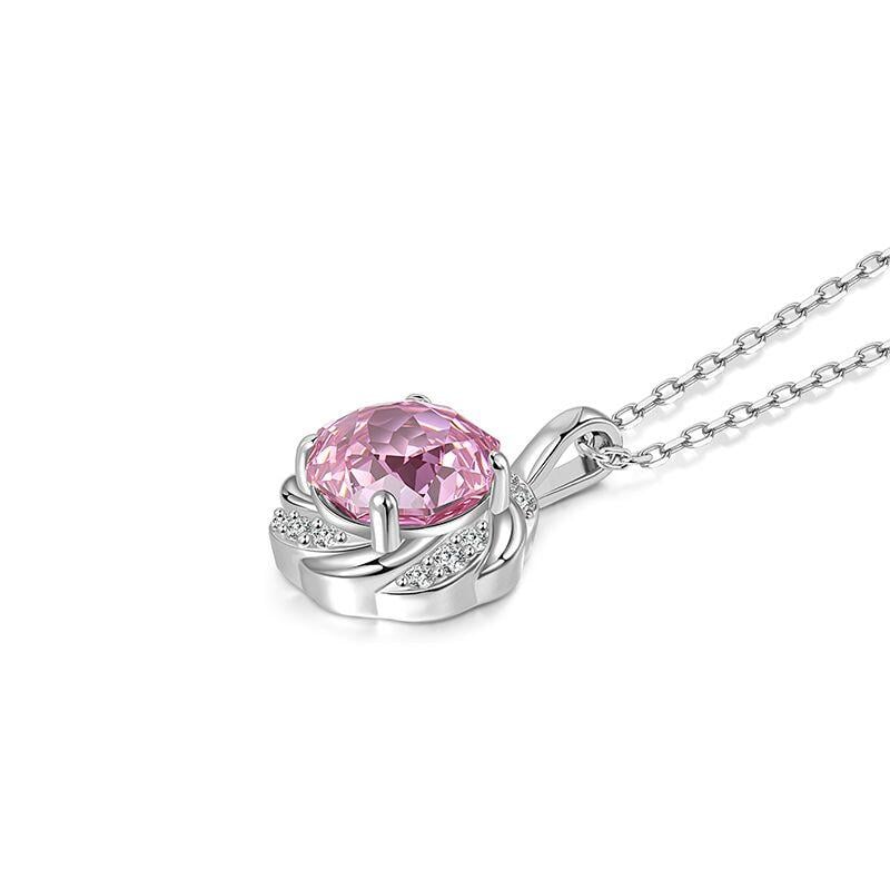 Jeulia Rose Cut Pink Necklace Sterling Silver