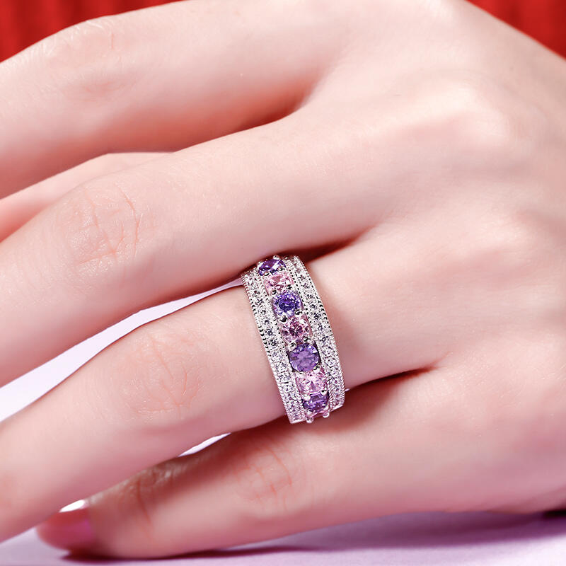 Jeulia Anel lindo feminino de prata esterlina com corte redondo