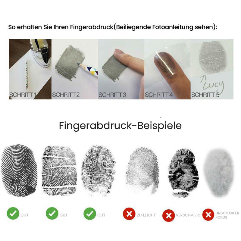 Personalisierter Schlüsselanhänger mit eingraviertem Fingerabdruck