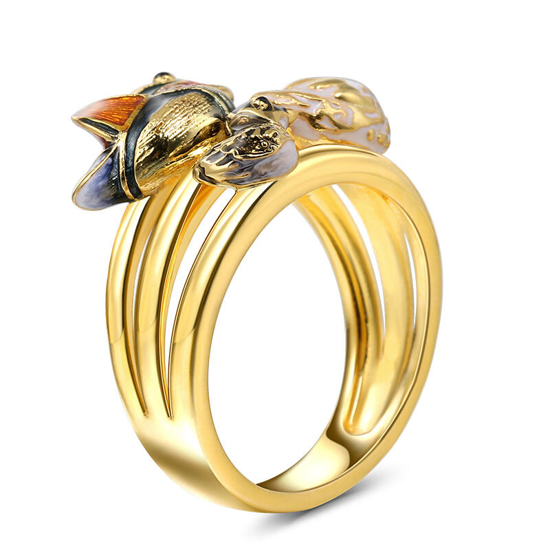 Jeulia "Utflykt tillsammans" Mandarin Duck Familj Emalj Sterling Silver Ring
